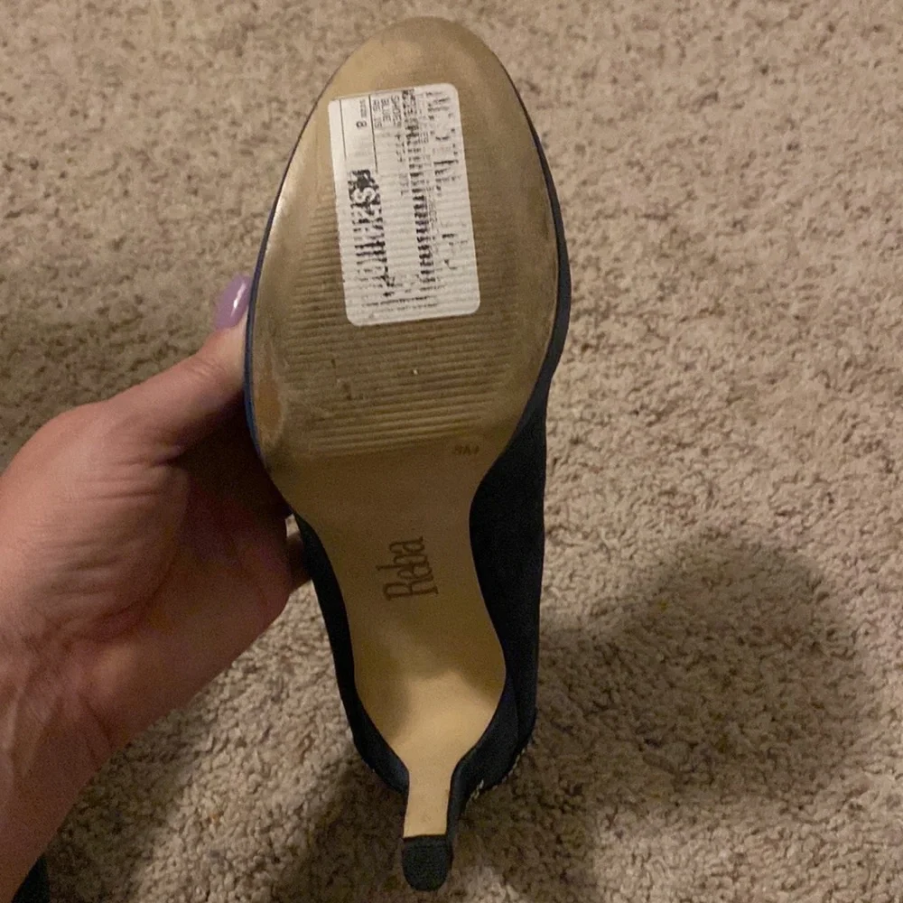 Blue suede Reba heels - Picture 2 of 11